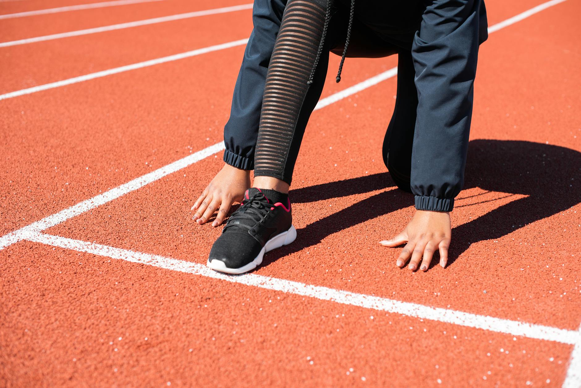 Running shoes on a track